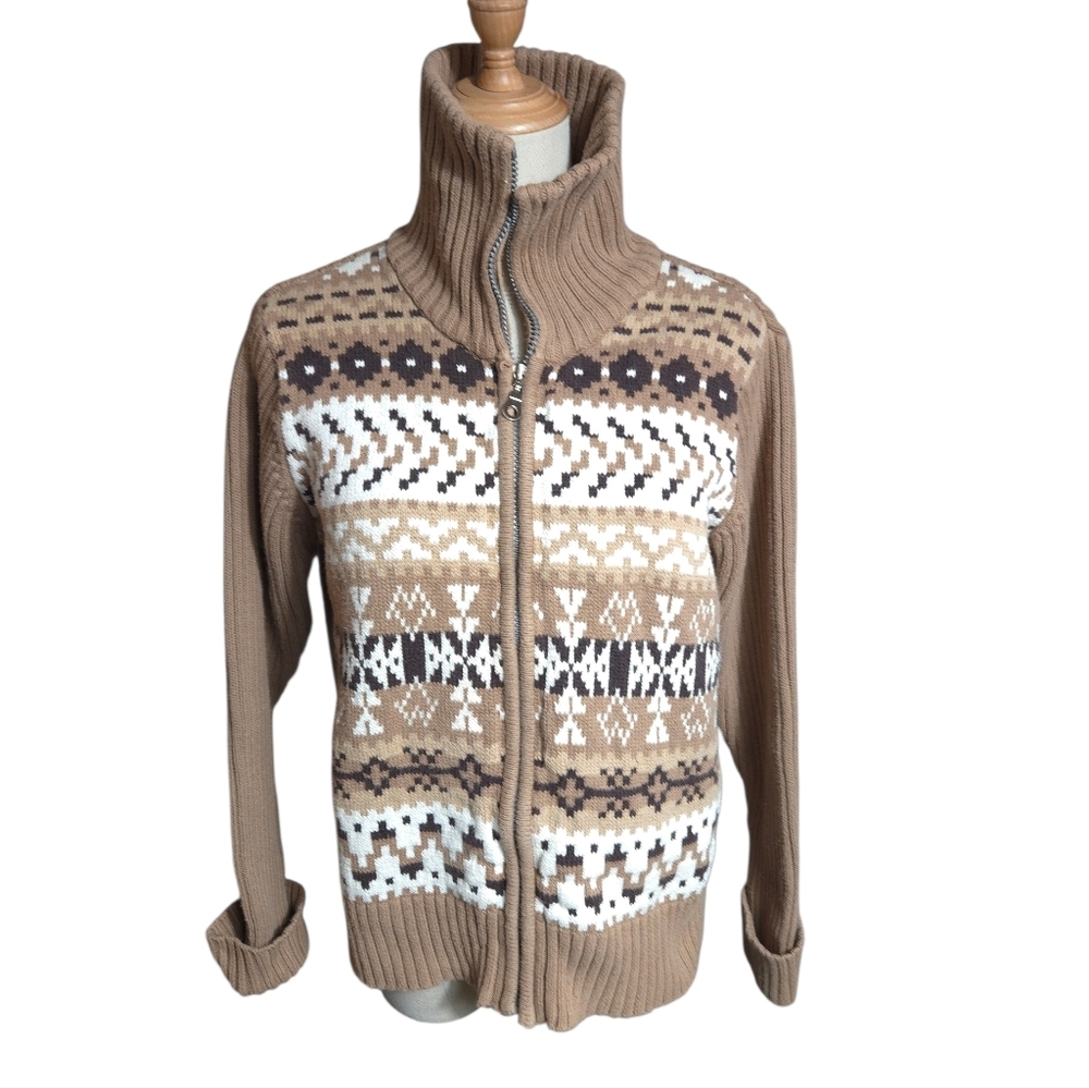 Covington Tan Knit Ski Zip Up Sweater Sweater